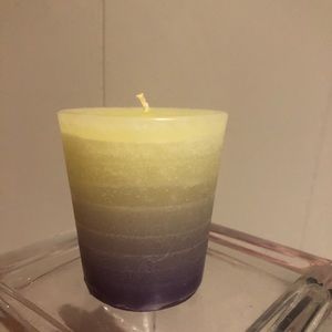 Homemade Lavender Lemon ombré candle